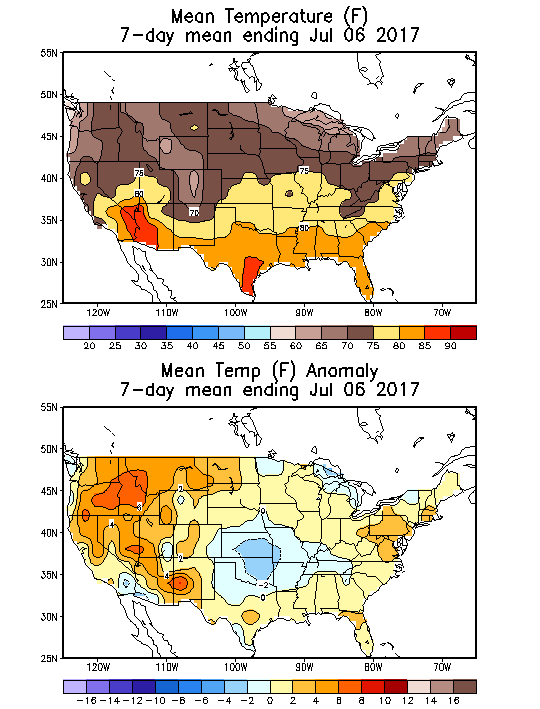 Mean Temperature (F) 7-Day Mean ending Jul 06, 2017