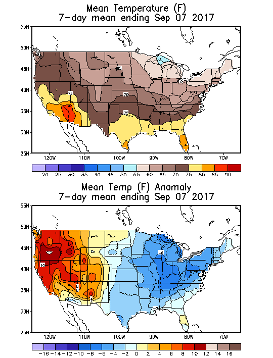 Mean Temperature (F) 7-Day Mean ending Sep 07, 2017