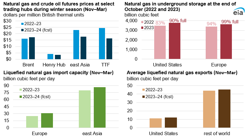 A chart of Select market factors impacting the global natural gas winter season)