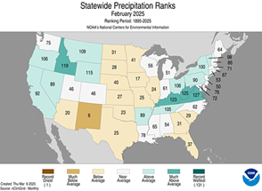 Statewide precipitation ranks