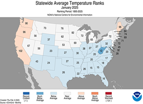 Statewide average temperature ranks