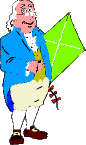 image of Benjamin Franklin with a kite