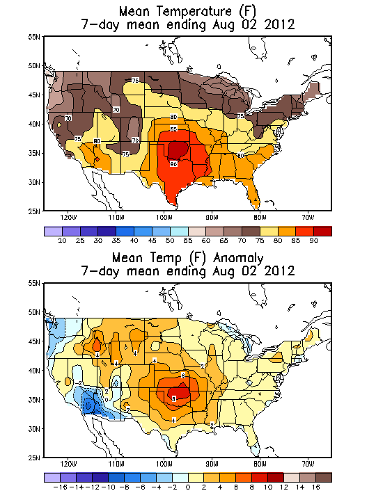 Mean Temperature (F) 7-Day Mean ending Aug 02, 2012