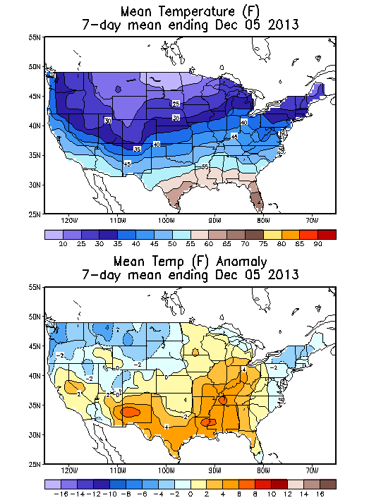 Mean Temperature (F) 7-Day Mean ending Dec 05, 2013