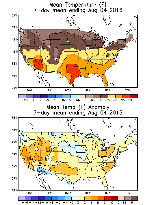 Mean Temperature (F) 7-Day Mean ending Aug 04, 2016