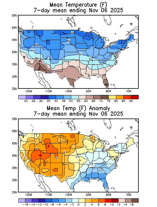 Mean Temperature (F) 7-Day Mean ending