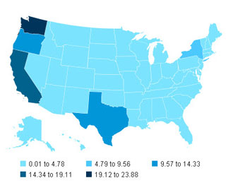 U.S. map showing renewable electricity capacity and generation   