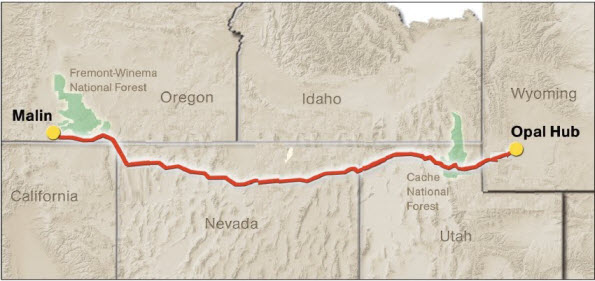 map of Ruby natural gas pipeline route