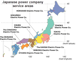 map of Japanese power company, as described in the article text