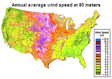 map of annual average wind speeds at 80 meters, as described in the article text