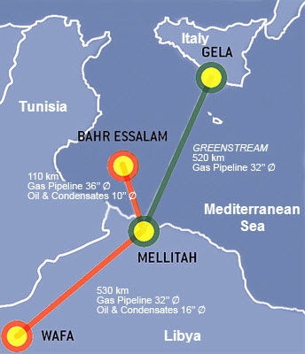map of Western Libyan Gas Project, Source: Eni S.p.A., as described in the article text