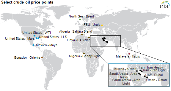 graph of Selected crude oil price points, as described in the article text