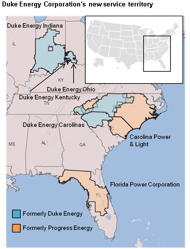 map of the Duke Energy service territory, as described in the article text