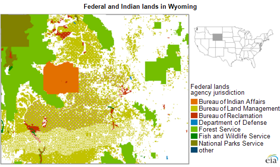map of federal and Indian lands in Wyoming, as explained in the article text