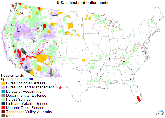 map of federal and Indian lands, as explained in the article text