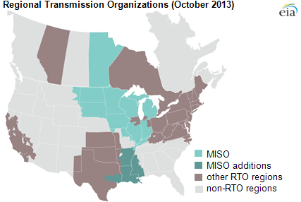 Graph of RTO regions and MISO additions, as explained in the article text