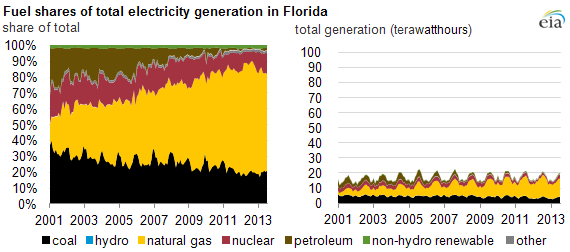 graph of Florida electricity generation, as explained in the article text
