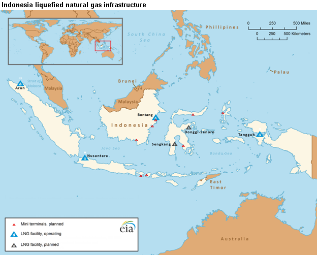 map of Indonesian liquefied natural gas infrastructure, as explained in the article text