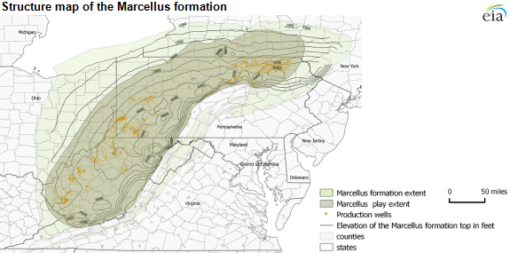 structure map of the Marcellus formation, as explained in the article text