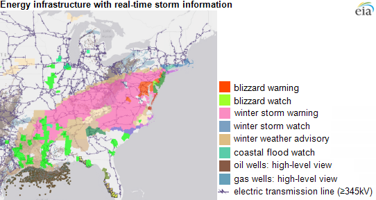 East Coast winter storm: ‘Energy disruptions map’ tracks infrastructure problems
