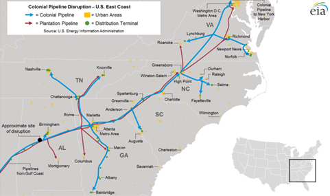 map of Colonial Pipeline, as explained in the article text