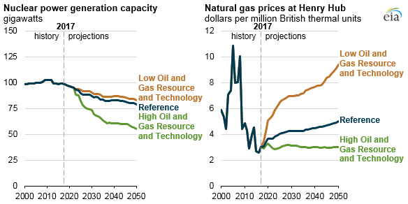 nuclear power generation capacity and natural gas prices at Henry Hub, as explained in the article text