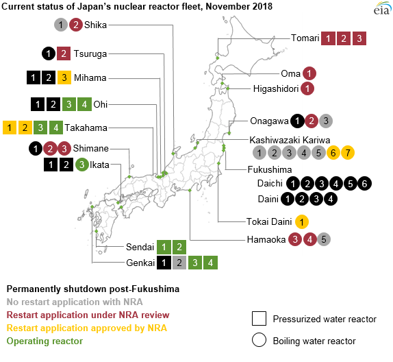 current status of Japan's nuclear reactor fleet