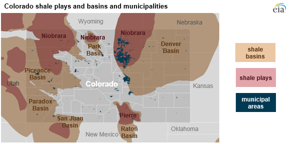 Colorado shale plays and basins and municipalities