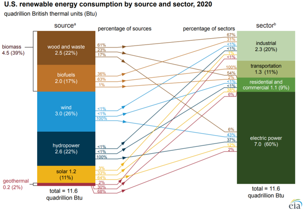 U.S. renewable energy consumption by source and sector