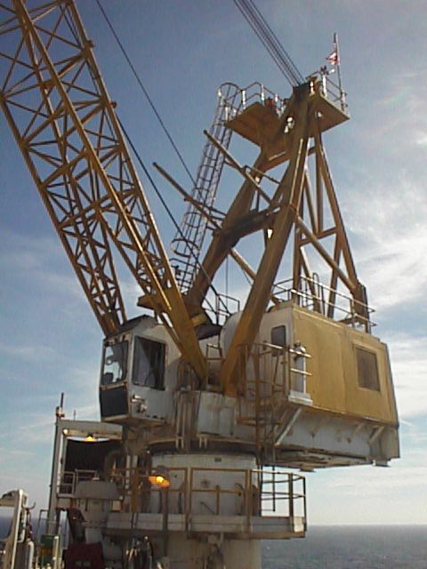 Picture of crane on offshore platform.