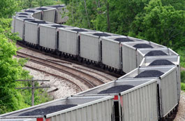 Picture of coal being transported by rail.
