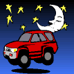 image of a half moon and a car