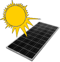 Image of sun and a solar cell.