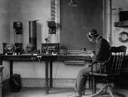 image of worker at Marconi Company in England,1906