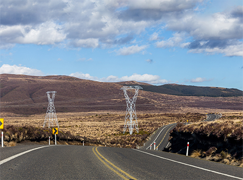 Picture of highway with electric power lines