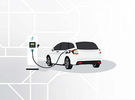 Vector image of electric car charging