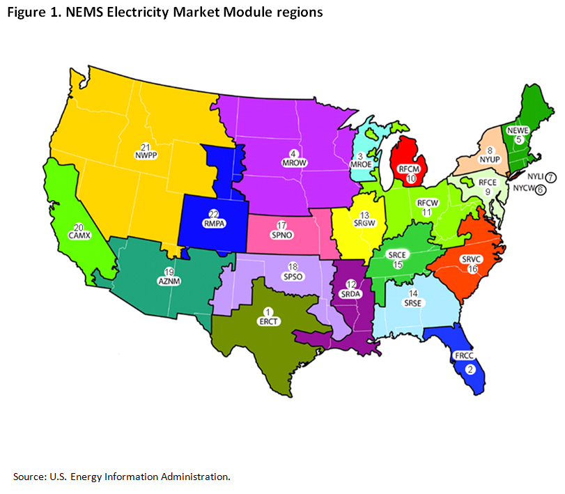 Figure 1. NEMS Electricity Market Module regions