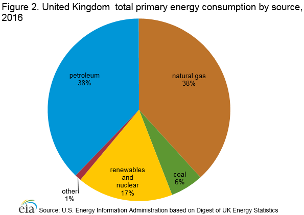 Figure 2. United Kingdom  total primary energy consumption by source, 2016