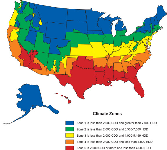 Map Of United States Climate Zonesmap United States AIA Climate Zones  RECS 1978-2005