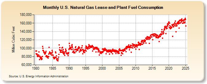 U.S. Natural Gas Lease and Plant Fuel Consumption  (Million Cubic Feet)