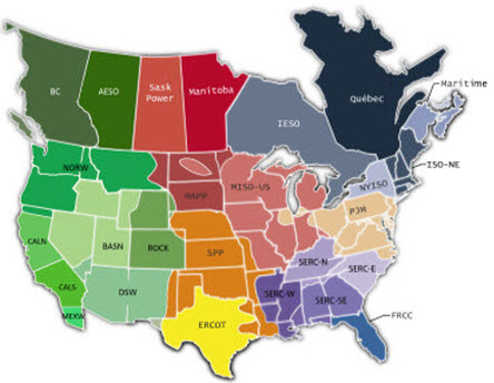 Figure 2:  Source is the North American Electric Reliability Corporation and the URL is http://www.nerc.com/regional/