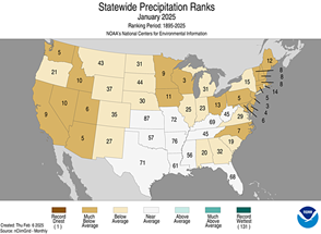 Statewide precipitation ranks