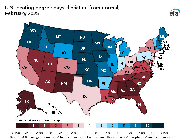 map showing U.S. electric industry average revenue per kilowatthour by state