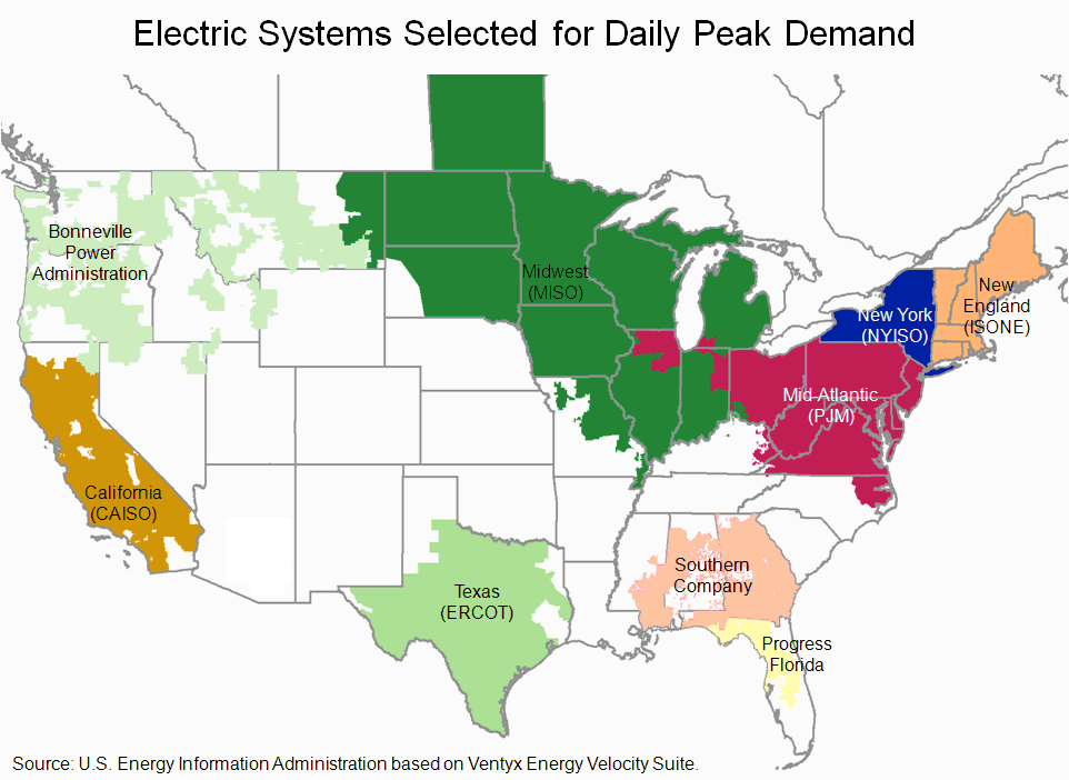 Electric systems selected for daily peak demand