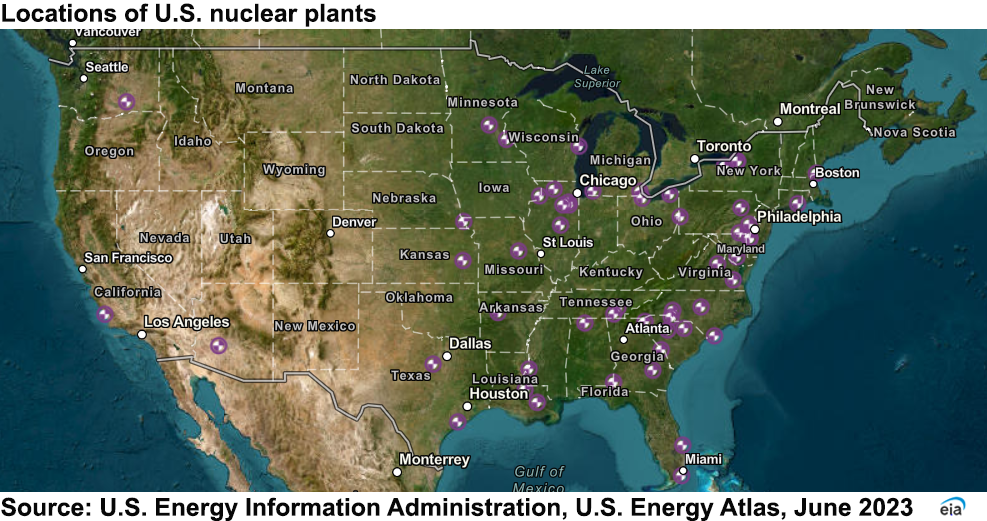 nuclear power plants in usa map U S Nuclear Industry U S Energy Information Administration Eia nuclear power plants in usa map