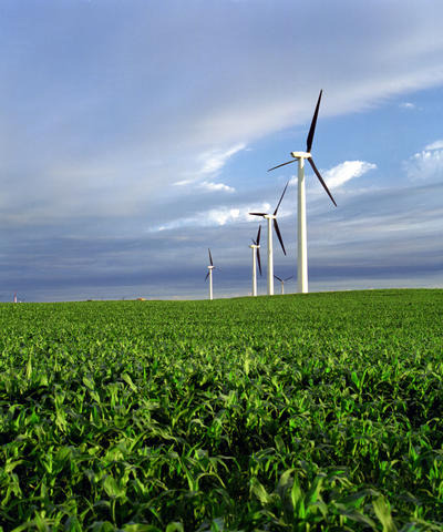 Modern wind turbines.