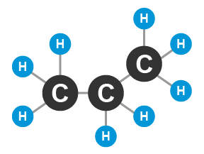 Chemical diagram of propane C3H8.