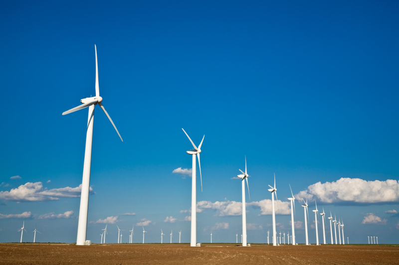 Horizontal-axis wind turbines on a wind farm