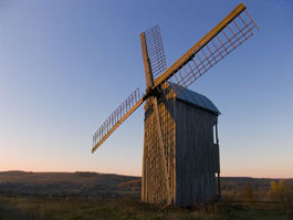 Traditional dutch-type windmill.