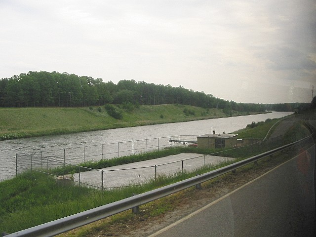 Image of pool of water where spent fuel rods containers are stored